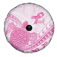 Breast Cancer Awareness Spare Tire Cover Pink Ribbon Turtle Polynesian Pattern White LT22 - Polynesian Pride