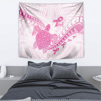 Breast Cancer Awareness Tapestry Pink Ribbon Turtle Polynesian Pattern White LT22 - Polynesian Pride