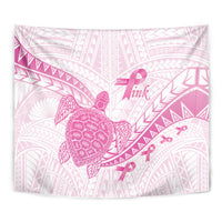 Breast Cancer Awareness Tapestry Pink Ribbon Turtle Polynesian Pattern White LT22 - Polynesian Pride