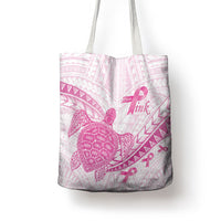 Breast Cancer Awareness Tote Bag Pink Ribbon Turtle Polynesian Pattern White LT22 - Polynesian Pride
