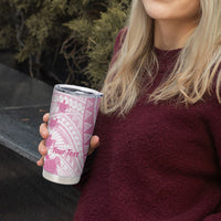 Breast Cancer Awareness Personalised Tumbler Cup Pink Ribbon Turtle Polynesian Pattern White LT22 - Polynesian Pride