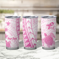 Breast Cancer Awareness Personalised Tumbler Cup Pink Ribbon Turtle Polynesian Pattern White LT22 - Polynesian Pride