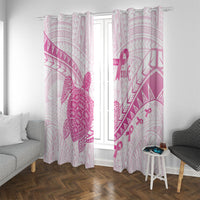 Breast Cancer Awareness Window Curtain Pink Ribbon Turtle Polynesian Pattern White LT22 With Grommets Pink - Polynesian Pride