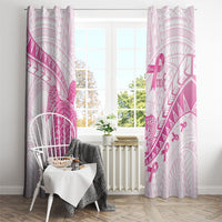 Breast Cancer Awareness Window Curtain Pink Ribbon Turtle Polynesian Pattern White LT22 - Polynesian Pride