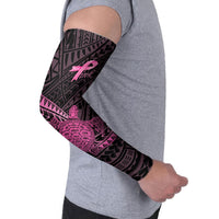 Breast Cancer Awareness Personalised Arm Sleeves Pink Ribbon Turtle Polynesian Pattern Black LT22 - Polynesian Pride