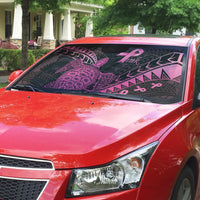 Breast Cancer Awareness Auto Sun Shade Pink Ribbon Turtle Polynesian Pattern Black LT22 - Polynesian Pride