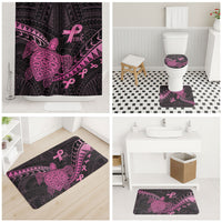 Breast Cancer Awareness Bathroom Set Pink Ribbon Turtle Polynesian Pattern Black LT22 - Polynesian Pride