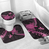 Breast Cancer Awareness Bathroom Set Pink Ribbon Turtle Polynesian Pattern Black LT22 Mat Set Only (3 pcs) One Size Pink - Polynesian Pride