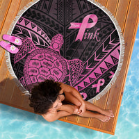 Breast Cancer Awareness Beach Blanket Pink Ribbon Turtle Polynesian Pattern Black LT22 - Polynesian Pride