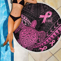Breast Cancer Awareness Beach Blanket Pink Ribbon Turtle Polynesian Pattern Black LT22 - Polynesian Pride