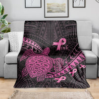 Breast Cancer Awareness Blanket Pink Ribbon Turtle Polynesian Pattern Black LT22 - Polynesian Pride