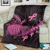 Breast Cancer Awareness Blanket Pink Ribbon Turtle Polynesian Pattern Black LT22 - Polynesian Pride