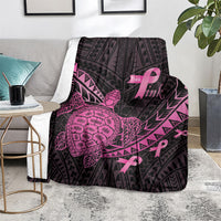 Breast Cancer Awareness Blanket Pink Ribbon Turtle Polynesian Pattern Black LT22 - Polynesian Pride