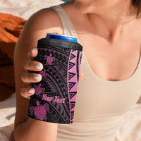 Breast Cancer Awareness Personalised 4 in 1 Can Cooler Tumbler Pink Ribbon Turtle Polynesian Pattern Black LT22 - Polynesian Pride