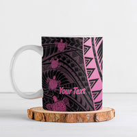 Breast Cancer Awareness Personalised Ceramic Mug Pink Ribbon Turtle Polynesian Pattern Black LT22 Pink - Polynesian Pride