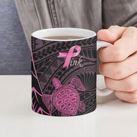 Breast Cancer Awareness Personalised Ceramic Mug Pink Ribbon Turtle Polynesian Pattern Black LT22 - Polynesian Pride