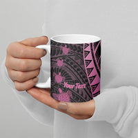 Breast Cancer Awareness Personalised Ceramic Mug Pink Ribbon Turtle Polynesian Pattern Black LT22 - Polynesian Pride