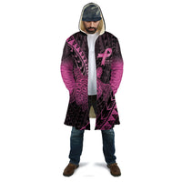 Breast Cancer Awareness Personalised Cloak Pink Ribbon Turtle Polynesian Pattern Black LT22 - Polynesian Pride