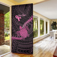 Breast Cancer Awareness Personalised Door Cover Pink Ribbon Turtle Polynesian Pattern Black LT22 - Polynesian Pride