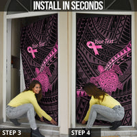 Breast Cancer Awareness Personalised Door Cover Pink Ribbon Turtle Polynesian Pattern Black LT22 - Polynesian Pride