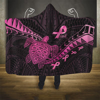 Breast Cancer Awareness Hooded Blanket Pink Ribbon Turtle Polynesian Pattern Black LT22 - Polynesian Pride