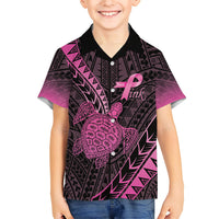 Breast Cancer Awareness Personalised Kid Hawaiian Shirt Pink Ribbon Turtle Polynesian Pattern Black LT22 Kid Pink - Polynesian Pride