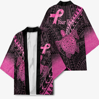 Breast Cancer Awareness Personalised Kimono Pink Ribbon Turtle Polynesian Pattern Black LT22 - Polynesian Pride