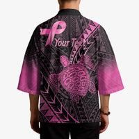 Breast Cancer Awareness Personalised Kimono Pink Ribbon Turtle Polynesian Pattern Black LT22 - Polynesian Pride