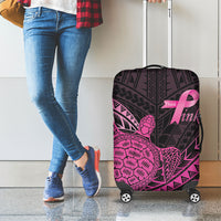 Breast Cancer Awareness Luggage Cover Pink Ribbon Turtle Polynesian Pattern Black LT22 - Polynesian Pride