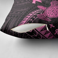 Breast Cancer Awareness Pillow Cover Pink Ribbon Turtle Polynesian Pattern Black LT22 - Polynesian Pride