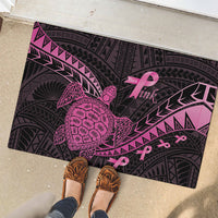 Breast Cancer Awareness Rubber Doormat Pink Ribbon Turtle Polynesian Pattern Black LT22 - Polynesian Pride