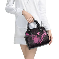 Breast Cancer Awareness Shoulder Handbag Pink Ribbon Turtle Polynesian Pattern Black LT22 - Polynesian Pride