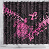 Breast Cancer Awareness Shower Curtain Pink Ribbon Turtle Polynesian Pattern Black LT22 - Polynesian Pride