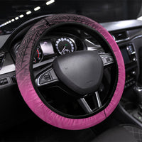 Breast Cancer Awareness Steering Wheel Cover Pink Ribbon Turtle Polynesian Pattern Black LT22 Universal Fit Pink - Polynesian Pride