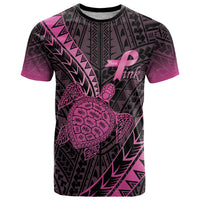 Breast Cancer Awareness Personalised T Shirt Pink Ribbon Turtle Polynesian Pattern Black LT22 Pink - Polynesian Pride