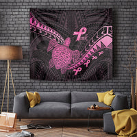 Breast Cancer Awareness Tapestry Pink Ribbon Turtle Polynesian Pattern Black LT22 Pink - Polynesian Pride