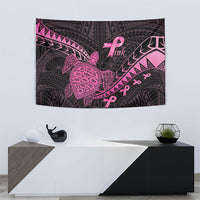 Breast Cancer Awareness Tapestry Pink Ribbon Turtle Polynesian Pattern Black LT22 - Polynesian Pride
