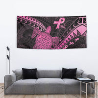 Breast Cancer Awareness Tapestry Pink Ribbon Turtle Polynesian Pattern Black LT22 - Polynesian Pride