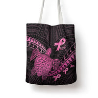 Breast Cancer Awareness Tote Bag Pink Ribbon Turtle Polynesian Pattern Black LT22 - Polynesian Pride