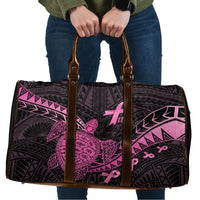 Breast Cancer Awareness Travel Bag Pink Ribbon Turtle Polynesian Pattern Black LT22 Pink - Polynesian Pride