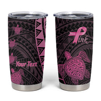 Breast Cancer Awareness Personalised Tumbler Cup Pink Ribbon Turtle Polynesian Pattern Black LT22 Pink - Polynesian Pride