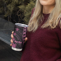 Breast Cancer Awareness Personalised Tumbler Cup Pink Ribbon Turtle Polynesian Pattern Black LT22 - Polynesian Pride