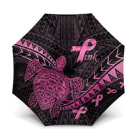 Breast Cancer Awareness Umbrella Pink Ribbon Turtle Polynesian Pattern Black LT22 One Size Folded 11.42 inch Opened Diameter 37.4 inch Pink - Polynesian Pride