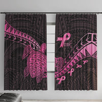 Breast Cancer Awareness Window Curtain Pink Ribbon Turtle Polynesian Pattern Black LT22 With Hooks Pink - Polynesian Pride