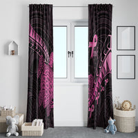 Breast Cancer Awareness Window Curtain Pink Ribbon Turtle Polynesian Pattern Black LT22 - Polynesian Pride
