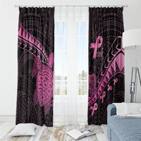 Breast Cancer Awareness Window Curtain Pink Ribbon Turtle Polynesian Pattern Black LT22 - Polynesian Pride