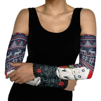 New Zealand Hei Tiki Christmas In July Arm Sleeves Pohutukawa Santa Xmas Polynesian Pattern