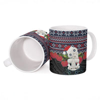 New Zealand Hei Tiki Christmas In July Ceramic Mug Pohutukawa Santa Xmas Polynesian Pattern