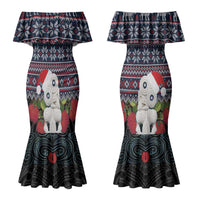 New Zealand Hei Tiki Christmas In July Couples Matching Mermaid Dress and Hawaiian Shirt Pohutukawa Santa Xmas Polynesian Pattern LT22 - Polynesian Pride