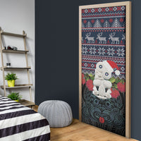 New Zealand Hei Tiki Christmas In July Door Cover Pohutukawa Santa Xmas Polynesian Pattern